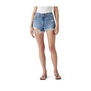 Levi's 501 original high-rise distressed denim cut-off shorts 27